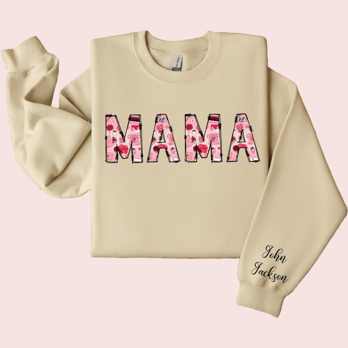 Customized MAMA Sweatshirt With Kid's Name on Sleeve